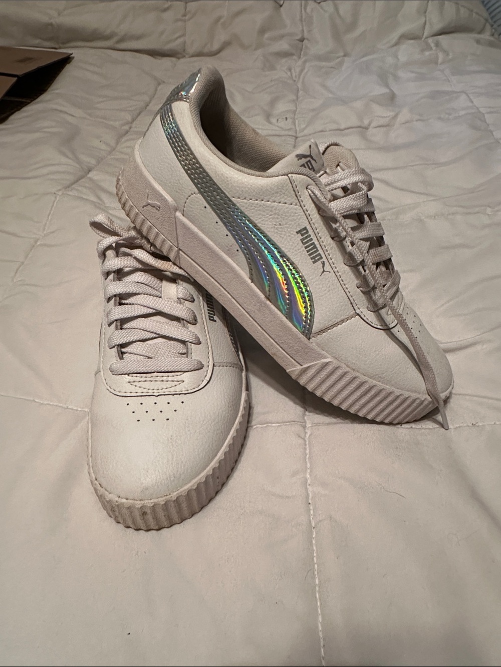 Puma white Low-Top Sneakers with Iridescent Accent